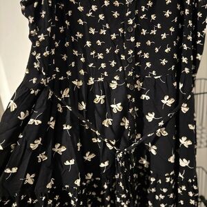 Patrons of Peace Black Dress with Cream Floral Pattern